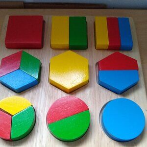 Wooden Fraction Board puzzle New